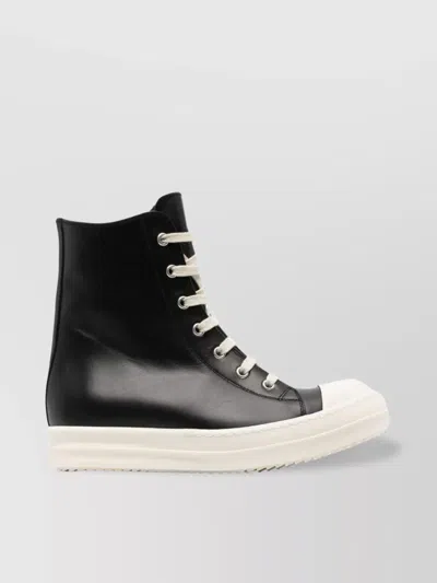 Rick Owens Black Calfskin High Sneakers In Grey