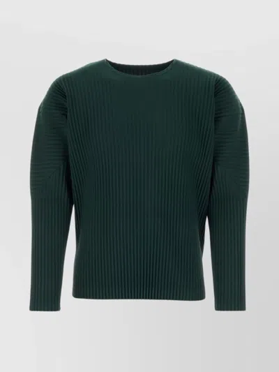 Issey Miyake Pleated Long-sleeve T-shirt In Green