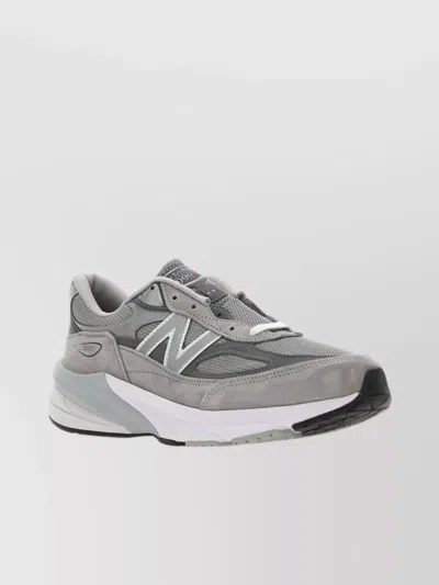 New Balance 990 V6 Leather-trimmed Suede And Mesh Trainers In Grey