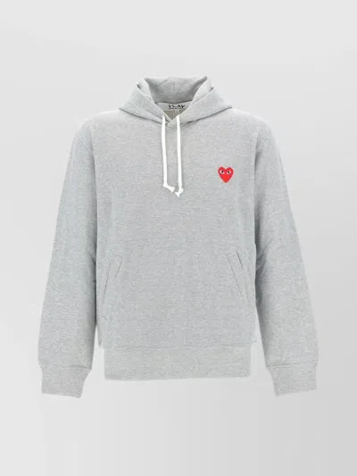 Comme Des Garçons Play Basic Logo Sweatshirt In Grey