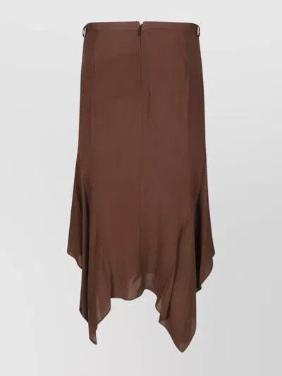 Pinko Egisto Handkerchief Hem Midi Skirt In Chestnut Brown