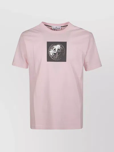 Stone Island Logo-print Cotton T-shirt In Pink