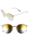 RAY BAN 50MM ROUND SUNGLASSES - GOLD TOP/ GREEN GRADIENT,RB357850-YZM