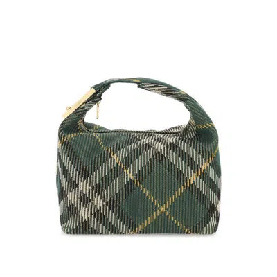 Burberry Medium Peg Check-pattern Shoulder Bag In Green