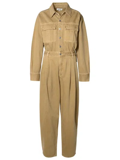 Agolde 'silka' Beige Organic Cotton Jumpsuit