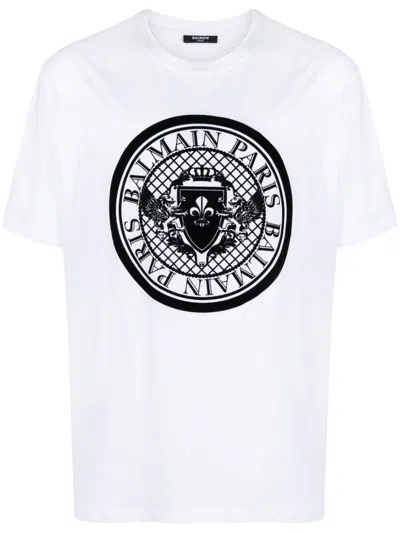 Balmain T-shirts & Tops In Blancnoir