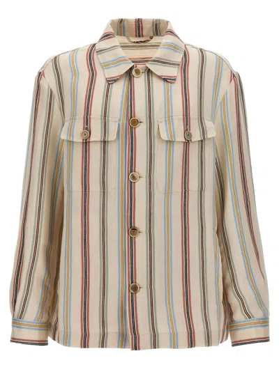 Etro Striped Overshirt In Multicolor
