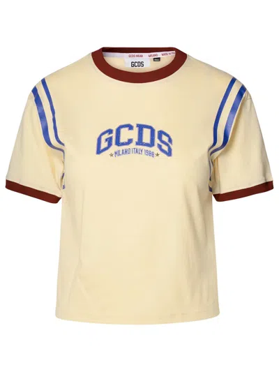 Gcds Ivory Cotne T-shirt In Avorio
