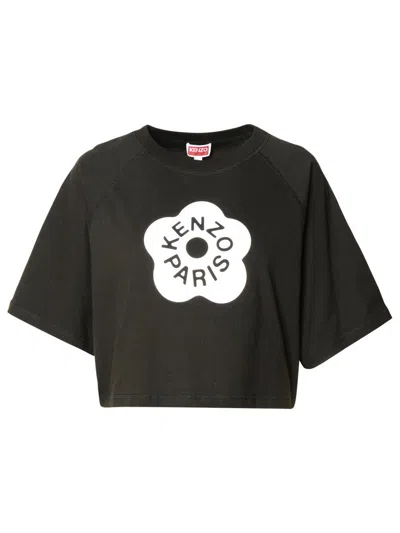 Kenzo Crop T-shirt In Black Cotton
