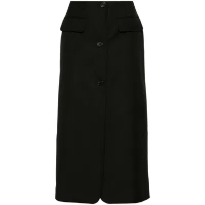 Mark Kenly Domino Tan Noma Twill Pencil Skirt In Black