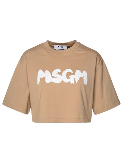 Msgm Beige Cotton T-shirt