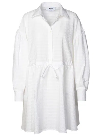 Msgm White Cotton Dress