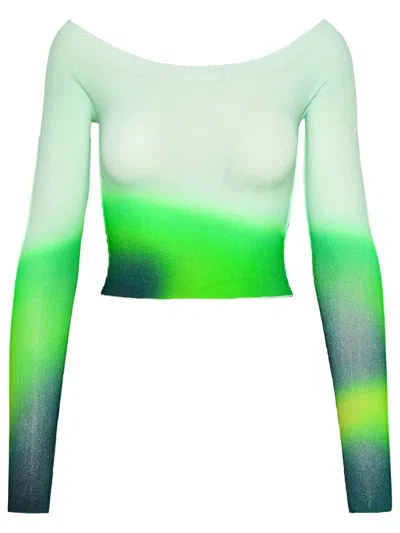 Off-white Green Viscose Seamless Top