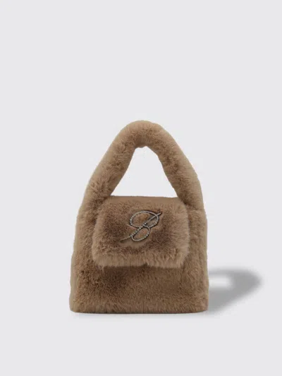 Blumarine Camel Faux Fur Monogram B Bag