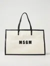 Msgm Canvas Shopper Bag In Ecru