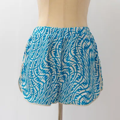 Pre-owned Fendi Ff Vertigo Blue And White Printed Silk Shorts