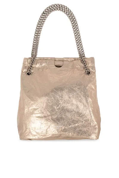 Balenciaga Crush  Bucket Bag In Beige