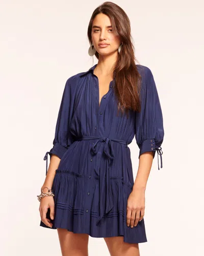 Ramy Brook Alianna Belted Mini Dress In Spring Navy