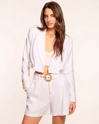 Ramy Brook Emmeline Cropped Linen Blazer In White