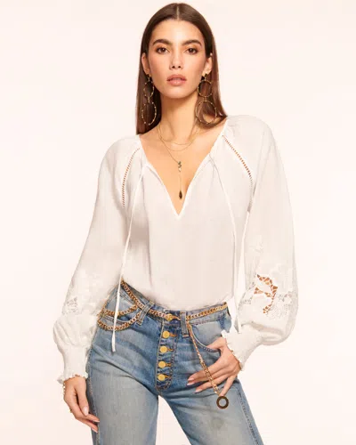 Ramy Brook Flora Embroidered Blouse In White