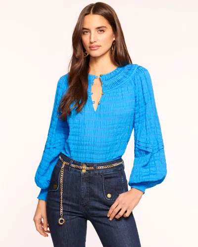 Ramy Brook Kylee Ruched Blouse In Blue