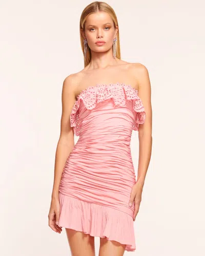 Ramy Brook Milena Ruched Strapless Mini Dress In Pink Tulip