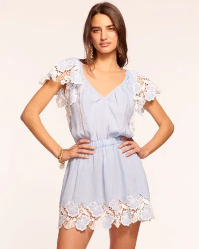 Ramy Brook Ryan Embroidered Linen Mini Dress In Chambray