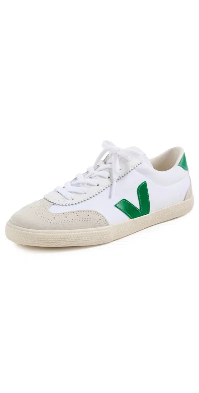 Veja Volley Leather And Suede-trimmed Canvas Trainers In White