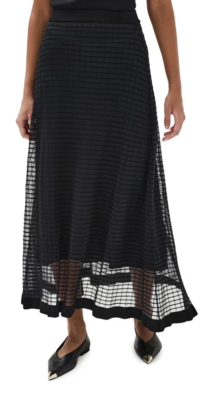 Cecilie Bahnsen Gemma Sheer Grid A-line Skirt In Black