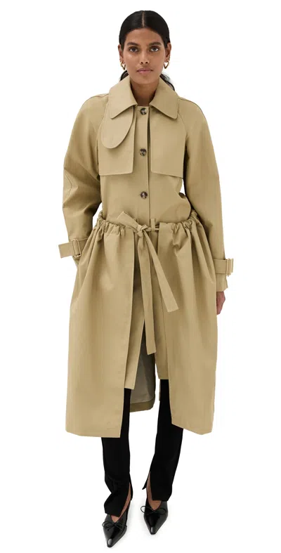Jw Anderson Gathered Waist Belted Trench Coat In Neutrals
