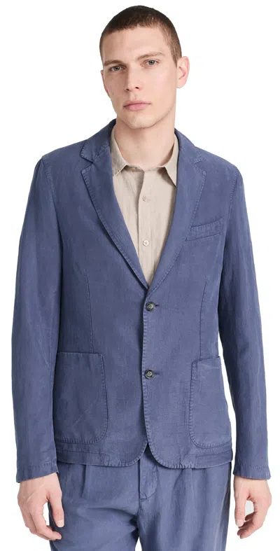 Officine Generale Nehemiah Garment-dyed Lyocell-blend Suit Jacket In Marine Blue
