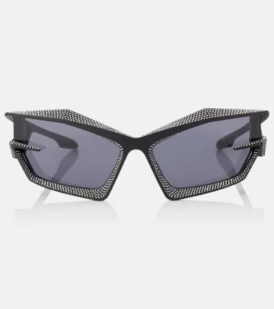 Givenchy Giv Cut Crystal-embellished Shield Sunglasses In Black