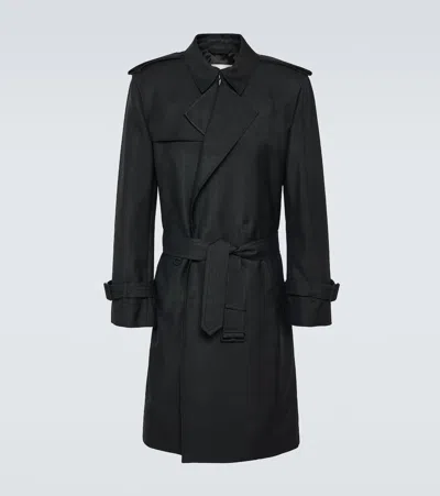 Burberry Silk-blend Trench Coat In Black