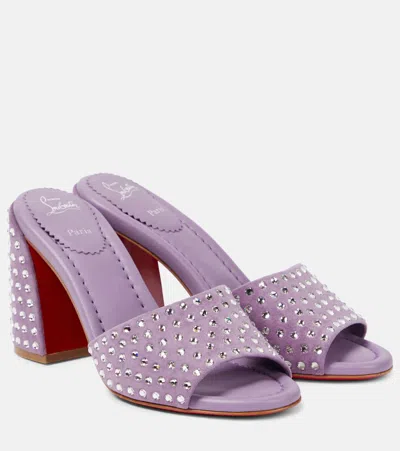 Christian Louboutin Jane Embellished Suede Mules In Purple