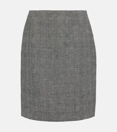 Blazé Milano Coci Checked Linen Pencil Skirt In Gray