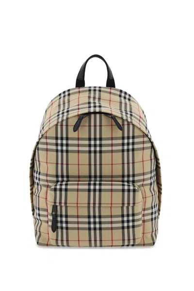 Burberry Check Backpack Men In Multicolor
