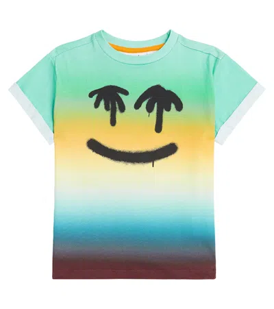 Molo Kids' Boy's Randon Graphic Happy Face T-shirt In Palm Spray Face