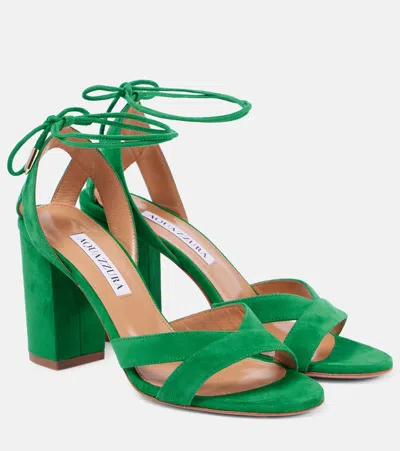 Aquazzura Very Ari 85 Suede Sandals In Green
