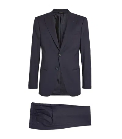 Giorgio Armani Stretch-wool Single-breasted Two-piece Suit In Blue