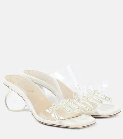 Simone Rocha Transparent & White Beaded Perspex Heeled Sandals In Clear Ivory Pearl