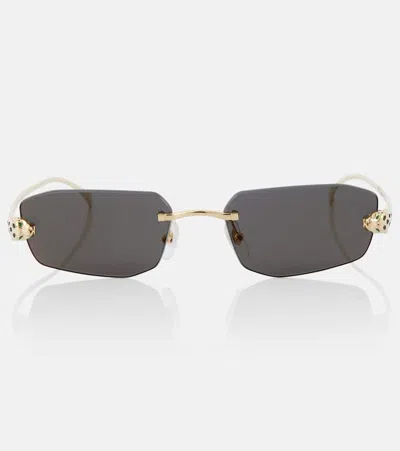 Cartier Panthère De  Rectangular Sunglasses In Gold