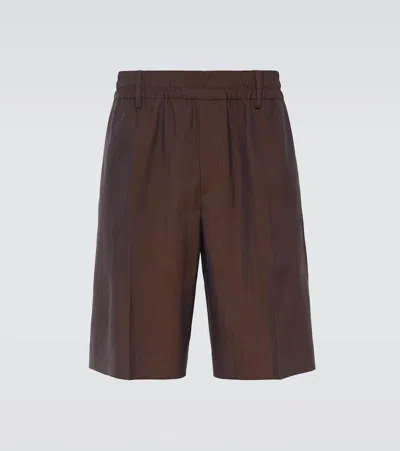 Burberry Virgin Wool Shorts In Brown
