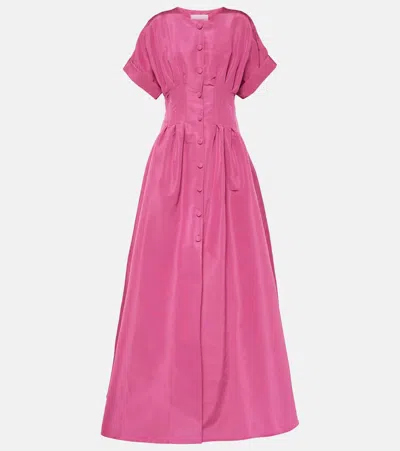 Carolina Herrera Pleated Silk Gown In Pink