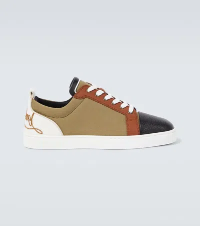 Christian Louboutin Fun Louis Junior Leather And Canvas Sneakers In Multicoloured