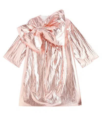 Caroline Bosmans Kids' Bow-detail Satin Dress In Pink
