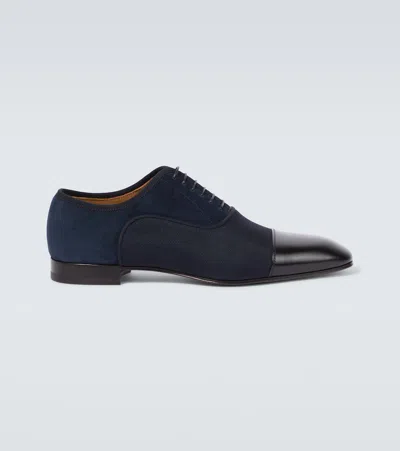 Christian Louboutin Greggo Leather-trimmed Oxford Shoes In Blue