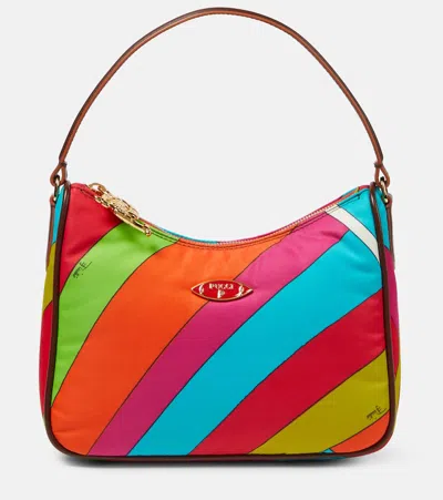 Pucci Small Printed Leather-trimmed Shoulder Bag In Multicoloured