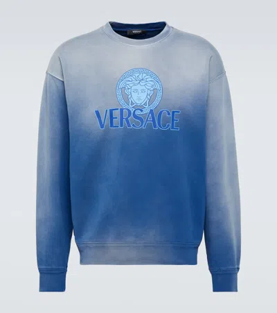 Versace Medusa Tie-dye Cotton Jersey Sweatshirt In Mixed Colours