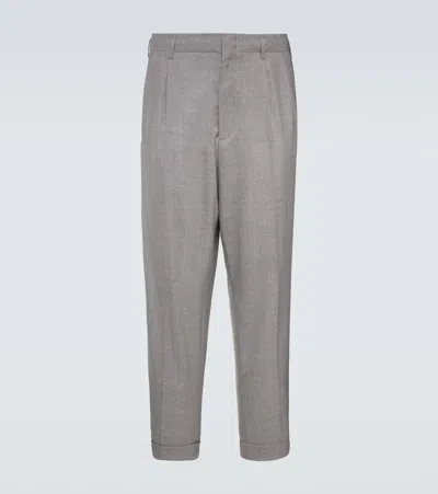 Brunello Cucinelli Virgin Wool Tapered Pants In Gray