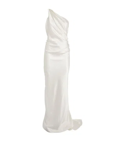 Tove Caroline Textured Silk Maxi Dress In White